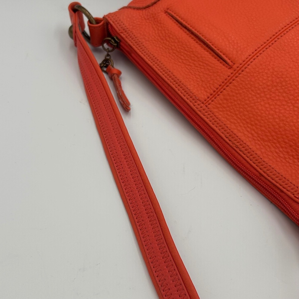 The Sak Iris Orange Pebbled Leather Shoulder Bag Hobo Zip Top 12162 - Picture 12 of 14